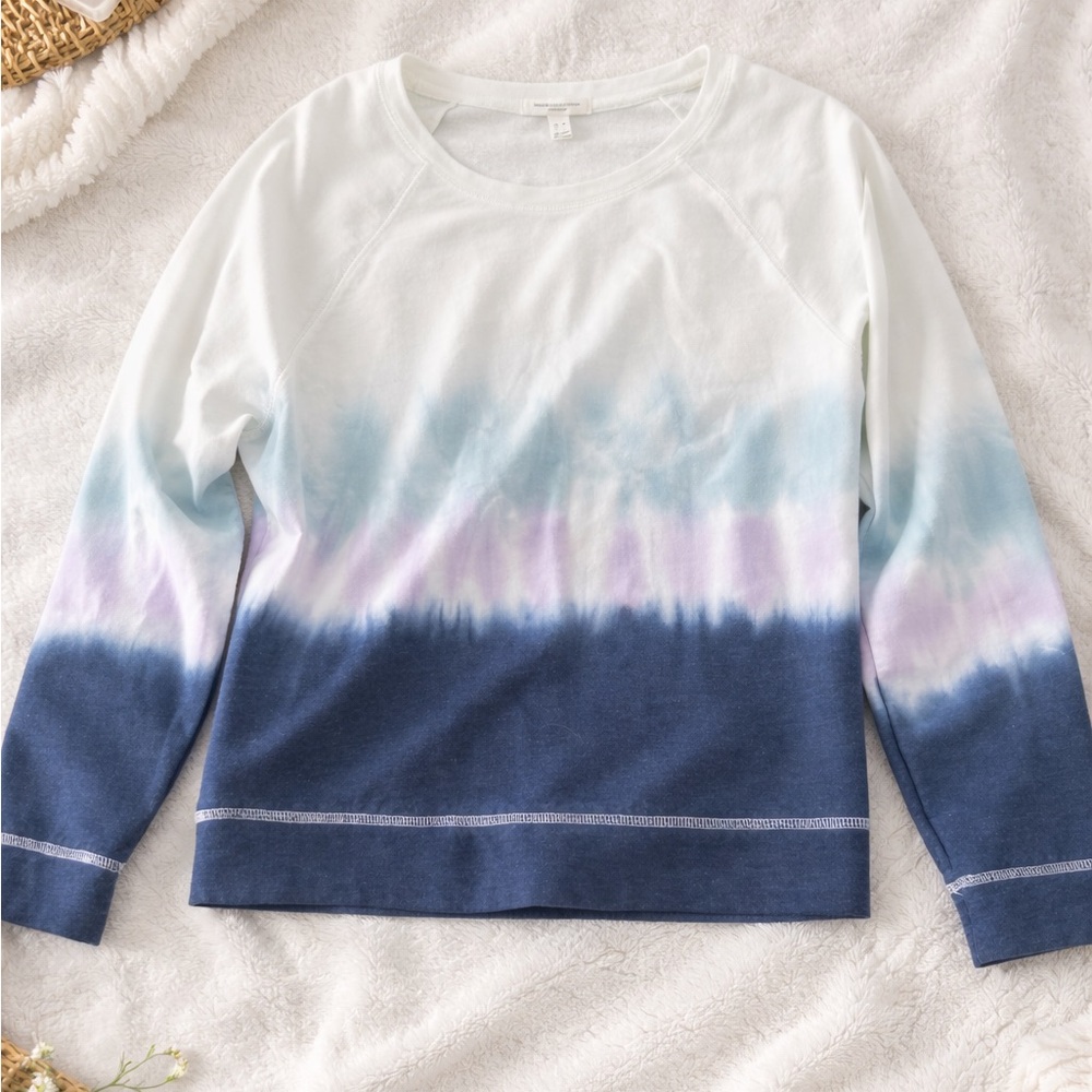 beachlunchlounge Tie-Dye Long Sleeve Top - Blue, Purple, White